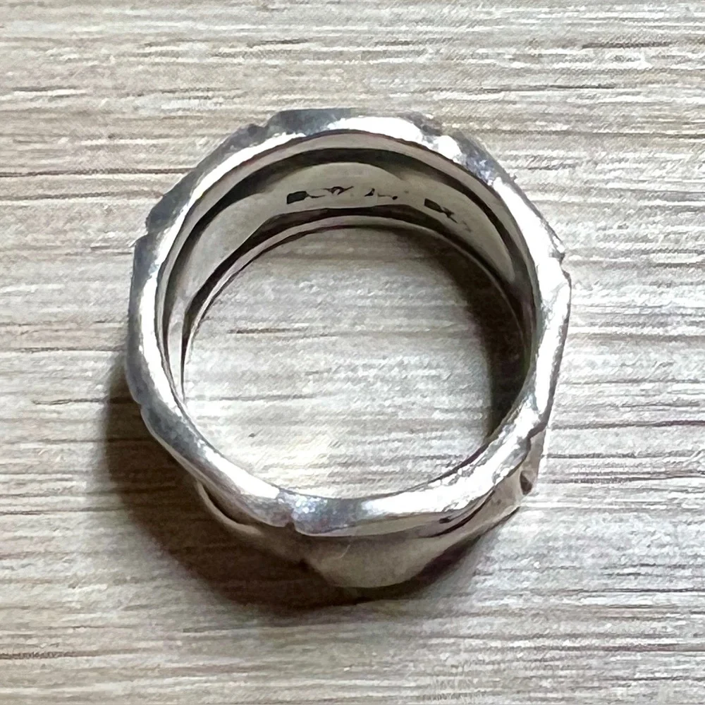 Vintage Handmade Sterling Silver Abstract Geometric Eternity Band Ring, Size 6
